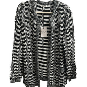 Endless Rose Black and White Striped Cardigan